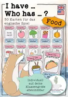Vorschau - Arbeitsblätter - Paket Spiel "I have... who has ..." Englisch & Deutsch Thema "Essen / Food" FrauCuppaTea - Seite 1