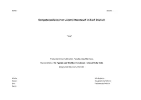 Vorschau - Stundenentwürfe - Unterrichtsentwurf die wörtliche Rede Märchen 4 - Seite 1