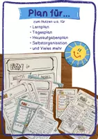 Vorschau - Arbeitsblätter - Plan für … Lernplan, Hausaufgabenplan usw. - Deckblatt