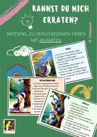 Vorschau - Spiele - Kannst du mich erraten? Ratespiel zu verschiedenen Tieren - Deckblatt