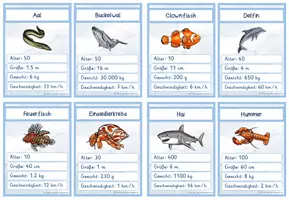 Vorschau - Stationenlernen - Tiere im Meer (Ozean) - Kartenspiel "Trumpf gewinnt" - Seite 2