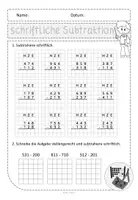 Vorschau - Arbeitsblätter - Themenheft zur schriftliche Subtraktion Abziehverfahren - Seite 3