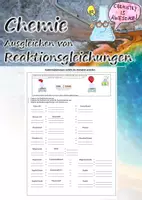 Vorschau - Arbeitsblätter - Reaktionsgleichungen mithilfe der Wertigkeit aufstellen - Deckblatt
