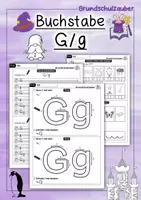 Vorschau - Stationenlernen - Buchstabeneinführung Buchstabe G - 1. Klasse - Deckblatt