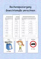 Vorschau - Aufgabenkarten - Rechenspaziergang Gewichtsmaße umrechnen (Mathe mit DaZ-Schülern) - Deckblatt