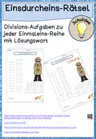Vorschau - Arbeitsblätter - Einsdurcheins-Rätsel: Division alle Einmaleinsreihen - mit Lösung - Deckblatt