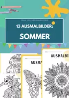 Vorschau - Mal- und Bastelvorlagen - 13 Ausmalbilder / MANDALAS für den SOMMER ab 1.Klasse - Deckblatt
