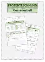 Vorschau - Klassenarbeiten - Klassenarbeit zum Thema Prozentrechnung - Deckblatt