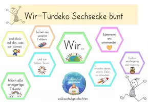 Vorschau - Poster - Wir-Türdeko Sechsecke Bunt - Deckblatt