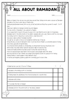 Aperçu - Feuilles d'exercices - All about Ramadan | Reading Comprehension - Page 1