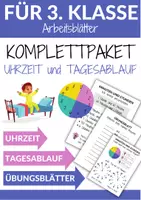 Vorschau - Arbeitsblätter - 3. Klasse - Tagesablauf, Uhr ablesen & Umrechung von Uhrzeiten - Deckblatt