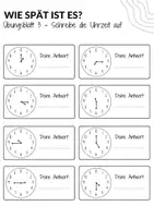 Vorschau - Arbeitsblätter - Übungsblätter 1. Klasse bis 3. Klasse Uhr ablesen & Zeit aufschreiben - Seite 3