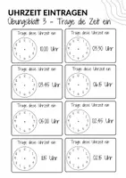 Vorschau - Arbeitsblätter - 1. Klasse bis 3. Klasse Uhrzeit eintragen Übungsblätter - Mathematik - Seite 3
