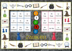 Vorschau - Arbeitsblätter - Zauberei / Magie – Bingo-Spiel mit Hilfekarte – DaZ/DaF - Seite 2