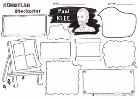Vorschau - Mal- und Bastelvorlagen - Beeindruckende Persönlichkeiten - Künstler Steckbrief - Paul Klee - Expressionismus - Konstruktivismus - Kubismus - Primitivismus - Surrealismus, „Der Blaue Reiter“ - Seite 1