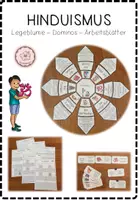 Vorschau - Arbeitsblätter - Hinduismus: Legeblume, Domino, Arbeitsblätter - Deckblatt