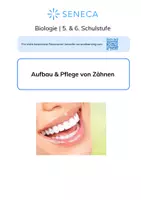 Vorschau - Arbeitsblätter - Aufbau & Pflege von Zähnen - Biologie 5. & 6. Klasse - Deckblatt