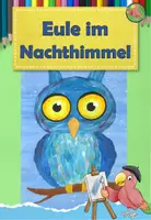 Vorschau - Mal- und Bastelvorlagen - Kunst Herbst, Eule im Nachthimmel zeichnen, Grundschule - Deckblatt