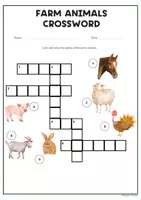 Aperçu - Feuilles d'exercices - Farm Animals Crossword Puzzle | Vocabulary - Page 1
