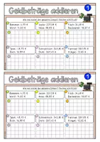 Vorschau - Aufgabenkarten - Schriftliche Addition mit Geldbeträgen (Kartei, 48 Aufgaben) - Seite 1