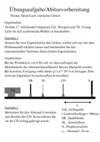 Vorschau - Arbeitsblätter - Übungsaufgabe/Abiturvorbereitung Optik Licht/optisches Gitter - Seite 1