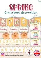 Vista previa - Decoración del aula - Decoración para clase LA PRIMAVERA / SPRING español/inglés - página 1