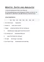 Vorschau - Arbeitsblätter - Deutsch Genitiv Dativ Akkusativ Grammatik Lückentext - Deckblatt