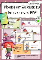 Vorschau - Stationenlernen - Nomen mit eu oder äu - Interaktives PDF zur zum Thema "Ableitung" - Deckblatt