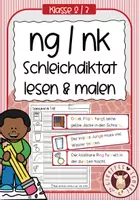 Vorschau - Unterrichtsreihen - Schleichdiktat / Laufdiktat ng nk – Rechtschreibung üben Grundschule (Lesen & Malen Klasse 1/2) - Deckblatt