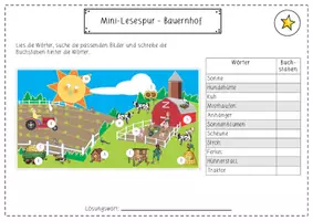 Vorschau - Arbeitsblätter - Bauernhof / Tiere: Mini-Lesespur (3-fach differenziert) - Deutsch - Kl. 1/2 - Seite 2