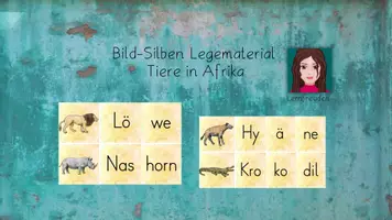 Vorschau - Bildkarten - Silben Legematerial - Tiere in Afrika - Deckblatt