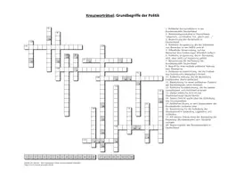 Vorschau - Quiz - Kreuzworträtsel: Grundbegriffe der Politik (mit Lösung) - Deckblatt