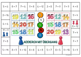 Vorschau - Arbeitsblätter - Addieren mit Zehnerübergang – Klasse 1 – Bingo-Spiel – Mathe - Seite 2