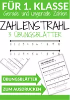 Vorschau - Arbeitsblätter - Zahlenstrahl: Gerade und ungerade Zahlen - 1. Klasse Mathematik (3 Übungsblätter) - Deckblatt