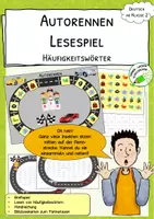 Vorschau - Arbeitsblätter - Lesen von Häufigkeitswörtern - Autorennen (Brettspiel) und Lesekarten - Deutsch und LRS - Deckblatt