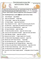 Vorschau - Arbeitsblätter - Wörtliche Rede Arbeitsblätter Redebegleitsatz hinten FrauCuppaTea - Seite 1