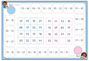 Vorschau - Spiele - Addition und Subtraktion zweistelliger Zahlen - Bingo (mit ZÜ) - Seite 3