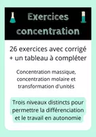 Aperçu - Feuilles d'exercices - Exercices - Concentration massique et molaire - Page de couverture