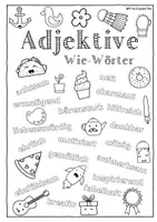 Vorschau - Arbeitsblätter - Poster Adjektive zum Ausmalen FrauCuppaTea - Seite 1
