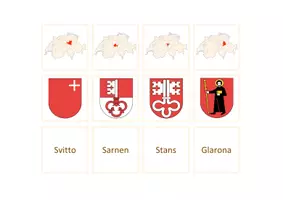 Vorschau - Spiele - Zuordnungsspiel: Schweizer Kantone, ihre Wappen und die Hauptorte der Kantone, Italienisch - Seite 1