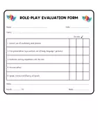Vorschau - Anderer Materialtyp - Role-Play Evaluation Form | Bewertungsbogen für Rollenspiele im Englischunterricht - Seite 1