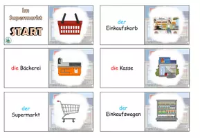Vorschau - Arbeitsblätter - Domino "Im Supermarkt" mit Arbeitsblatt - Thema Einkaufen - DaZ / DaF / Deutsch - Seite 1