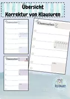 Vorschau - Merkblätter - Übersicht Korrektur von Klausuren - Deckblatt