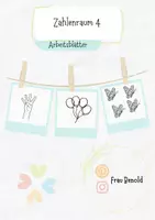 Vorschau - Arbeitsblätter - Zahleneinführung Zahl 4 | Arbeitsblätter Zahlenraum 4| Klasse 1 Grundschule | Schreiben, Nachspuren & Übungen - Deckblatt