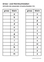Vorschau - Arbeitsblätter - Gross- und Kleinbuchstaben unterscheiden - Seite 1