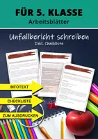 Vorschau - Arbeitsblätter - Unfallbericht schreiben – Textaufgabe für die 5. Klasse Deutschunterricht - Deckblatt