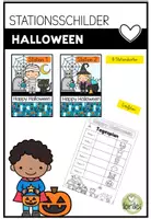 Vorschau - Poster - Stationsschilder, Laufzettel, Aufsteller – Tagesplan – Halloween - Deckblatt