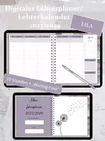 Vorschau - Lehrpläne/Lehrermaterial - Digitaler Lehrerplaner/-kalender 2023/2024 LILA - Deckblatt
