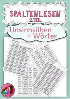 Vorschau - Arbeitsblätter - Spaltenlesen - Lesetraining mit Unsinnsilben und Wörtern Teil 2 - Deckblatt
