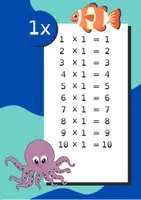 Aperçu - Fiches - Les tables de multiplication de 1 à 10 - Vie marine - Page 1